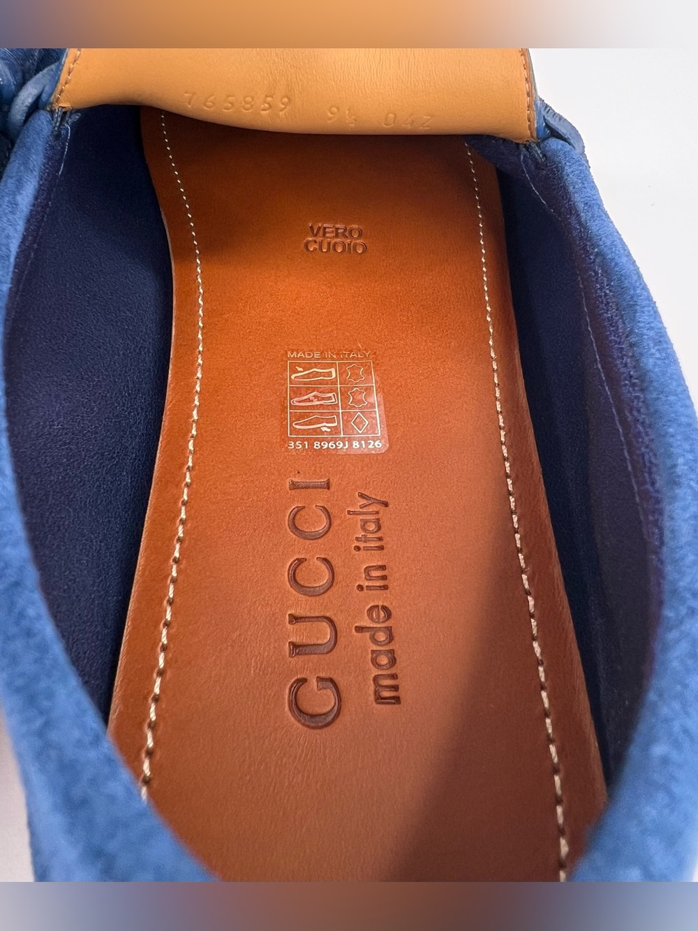 Gucci Men Byorn Horsebit Blue Suede Driver Logo Loafers UK 9.5 - US 10 - EU 43.5 - Picture 8 of 11